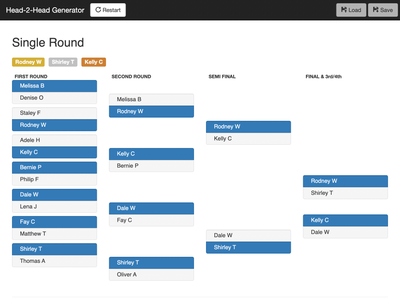 Head-to-Head web app - single bracket view