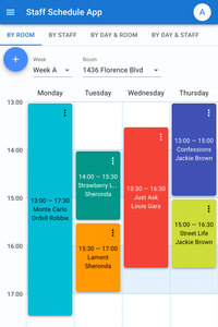 Staff scheduling system - schedule view